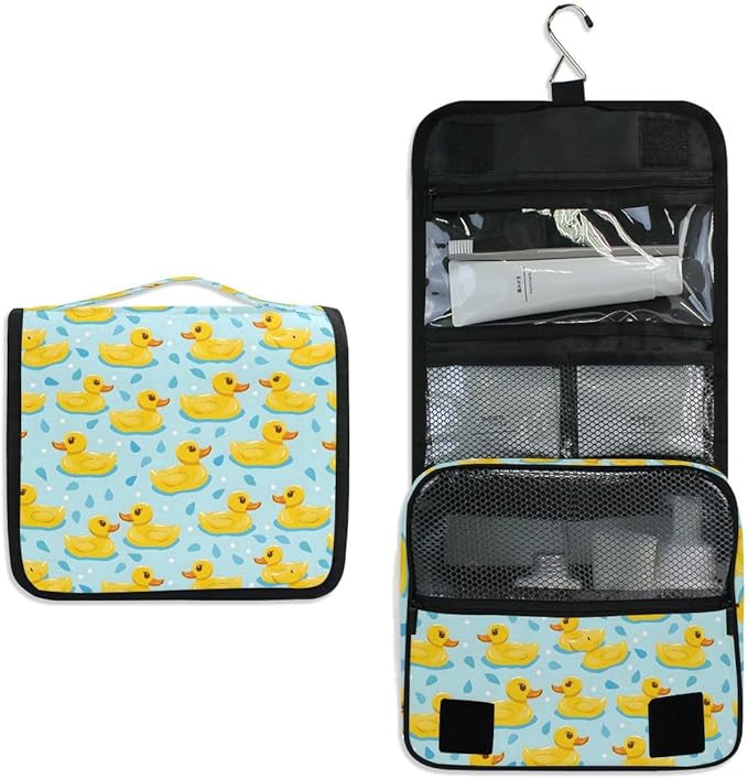 senya Hanging Travel Toiletry Bag Cute Kit Makeup Case Cosmetics Organizer for Men Women (Many Duck)