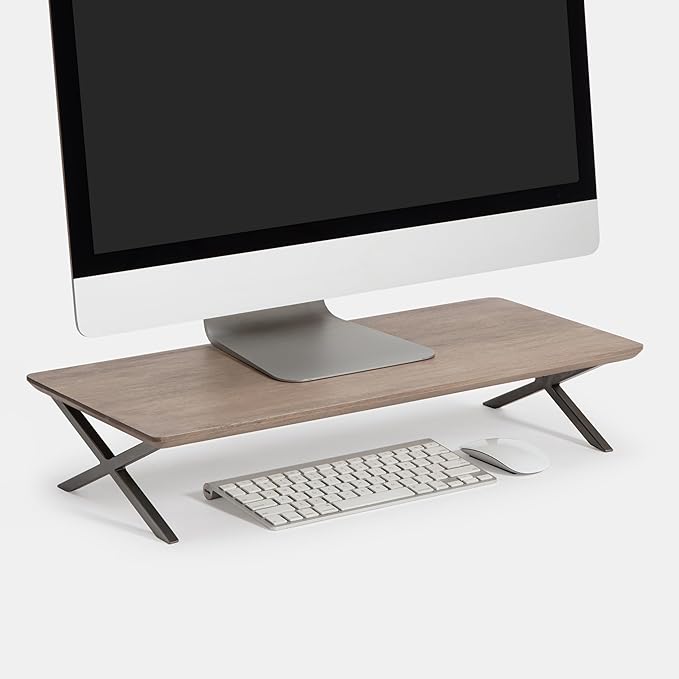 Anji Mountain Monitor Stand - Desktop Organizer & Laptop Riser, Ergonomic Monitor Riser, Space-Saving Monitor Stand for Desk, Durable Construction, Easy Assembly, Ideal for Home & Office,Biscotti