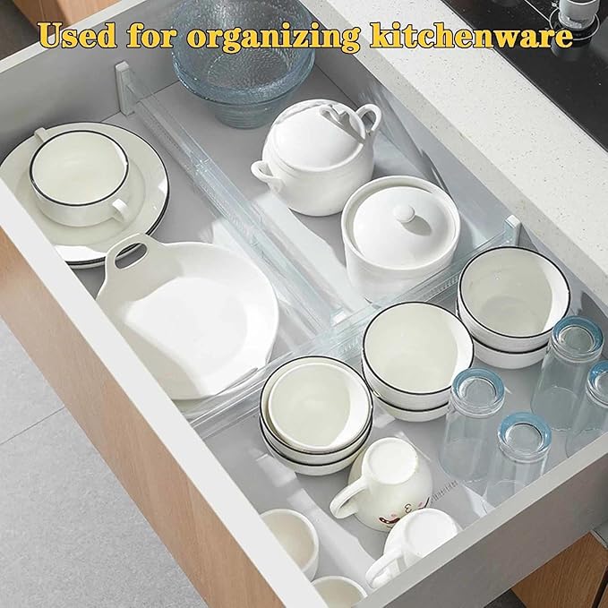 8 Pcs Drawer Dividers for Clothes, 3.15" High 11.34"-19.69" Adjustable Expandable Dresser Drawer Organizer, Clear Plastic Separators for Dresser, Baby Clothing (8, clear)