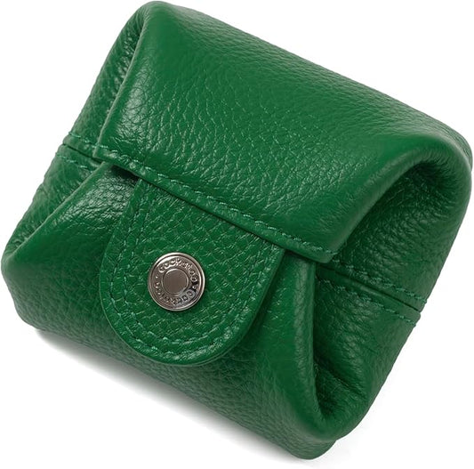 Cockatoo Genuine Leather Coin Pouch Change Holder, Mini Snap Pocket Wallet for Men Women (Hills, Large)