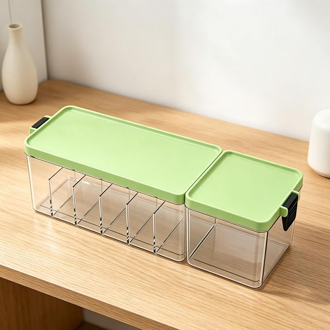 POCREATION Cable Organizer Box, Travel Cord Portable Cord Electronic Accessory Organizer with Multiple Compartments Cover for Chargers Cables USB Driv (Green)