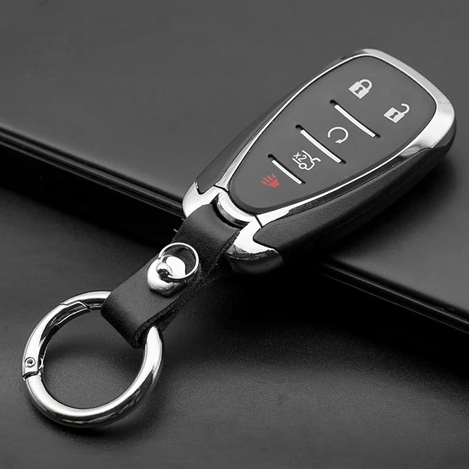 Circle Carabiner Keychain Clip Quick-Release Spring Ring & Anti-lost Ring Attach Leather Key Chain, No Screwdriver Required, 1 Pack, Black