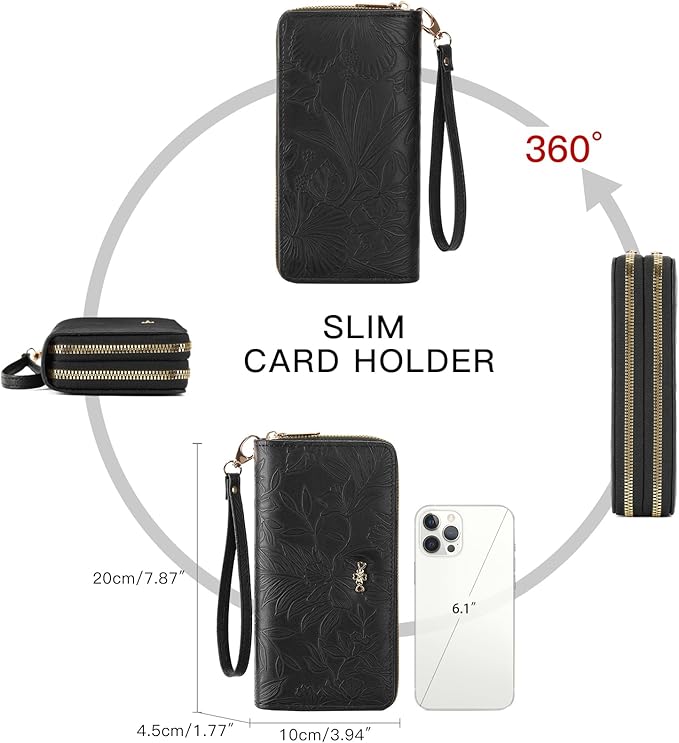 RNIEGA Wallet for Women Clutch Double Zip Around Credit Card Holder Leather Women's Wallet Large Capacity