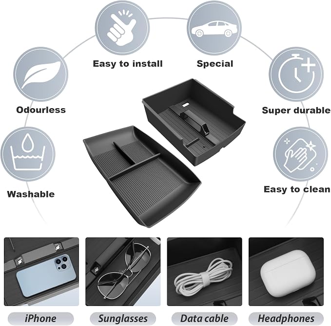SKTU 2-Pack for 2024 2025 2026 Chevy Traverse Center Console Organizer for 2024 2025 2026 Chevy Traverse Console Tray 2024 2025 2026 Chevy Traverse Accessories Lower Console Tray