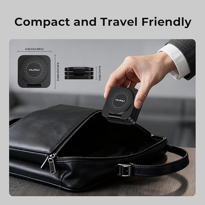KU XIU X55 Turbo Qi 2.2 25W 3-in-1 Charging Station for Apple Device, Foldable Magnetic Charger for iPhone 17/16, 5W for Apple Watch & AirPods, Fast Travel Wireless Charging Stand with 45W Adapter