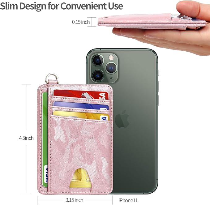 EcoVision Slim Minimalist Front Pocket Wallet, RFID Blocking Credit Card Holder Wallet with Detachable D-Shackle for Men Women