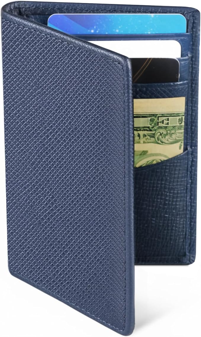 OLEIW Genuine Leather Minimalist Wallet: Slimfold Design for Front Pocket Comfort, Featuring Quick-Access ID Window & Secure RFID Blocking – The Ultimate Balance of Premium Texture and Daily Utility