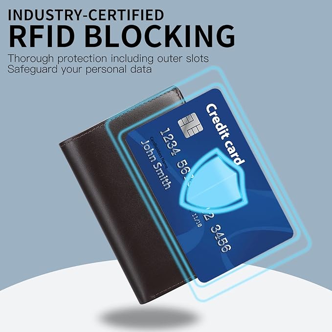 SENDEFN Men's Wallet Genuine Leather Bifold RFID Blocking Wallets for Men Credit Card Holder with Coin Pocket