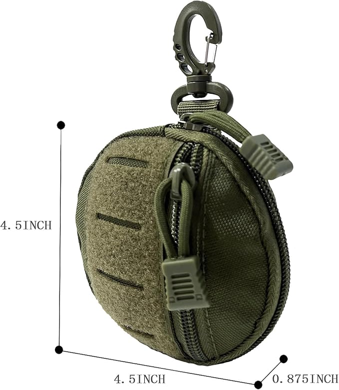 1000D Laser Cut Molle Pouch EDC Pouch Tactical Round Zipper Bag Case Coin Pouches Coin Purse Keychain Little Change Wallet Wireless Headset Pack Gadget Bag