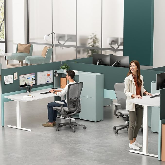 Dual Motor 3-Stage Electric Standing Desk Frame, 242 lbs Load Capacity, 32mm/s Speed, Height Adjustable Sit Stand Desk, Ultra Stable Ergonomic Home Office Workstation White