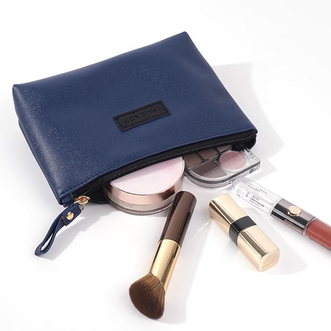 Cosmetic Bags for Women Small Makeup Bag for Purse Pu Leather Makeup Pouch Travel Makeup Bag with Zipper Make Up Bag for Travelling
