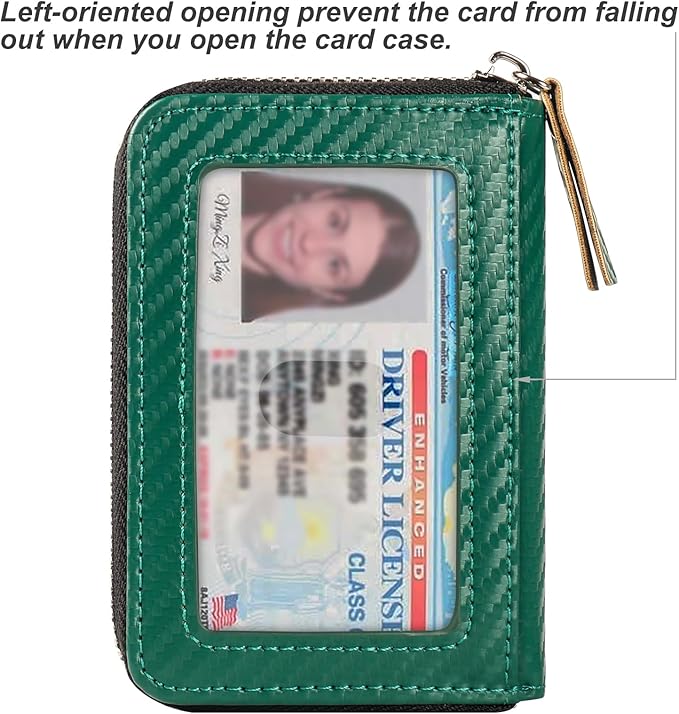 EcoVision Credit Card Holder RFID Card Case Wallet, Small Accordion Zipper Card Case Holder, Card Organizer Case for Women Men