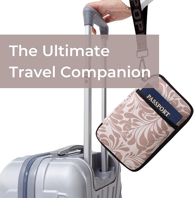 POPUPS Passport Travel Wallet for Women - Large Multiple Document Organizer and Holder with Wristlet - Palm Beige