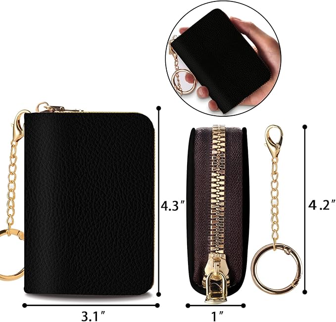 Credit Card Holder RFID Wallet, Small Card Holder Wallet for Women with Keychain Zipper, Funny Leather Print Credit Card Wallets Accordion Gift