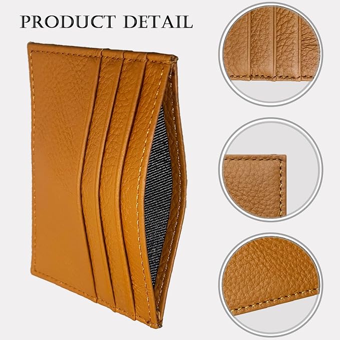 WOXVM Credit Card Holder Wallet RFID Blocking Slim Credit Card Cases Holder Premium Leather Minimalist Front Pocket Small Wallet with 6 Card Slots and 1 Pockets for Men Women (Brown)
