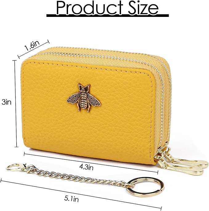 imeetu RFID Credit Card Holder, Small Leather Zipper Card Case Wallet for Women