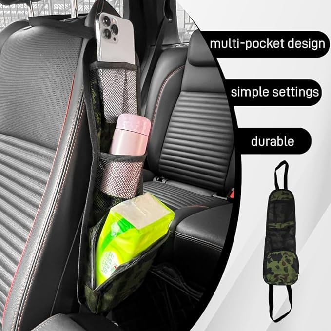 2PCS Car Seat Side Organizer, Seat Side Storage Pocket, Multifunctional Mesh Net Pocket, Car Multi-Pockets Backseat Organizer Side Hanging Bag for Storage Coins, Cell Phones (Green, 2PCS)