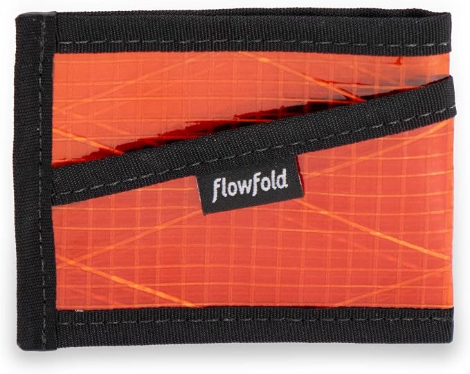 Flowfold Recycled Sailcloth Wallets - 3 Pocket Card Holder Wallet, Front Pocket Wallet, Slim Card Holder Wallet Made in USA (Rust Sailcloth)