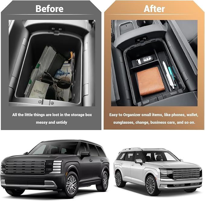 3Pack Palisade 2026 Tray 2026 Palisade Hybrid Calligraphy Center Floor Console Organizer for 2026 Hyundai Palisade Accessories Center Console Tray Middle Console Tray Arm Rest Lower Organizer 7 Seater