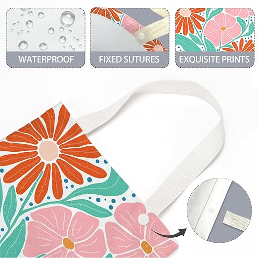 Boho Floral Car Trash Can, Car Trash Bag Hanging, Waterproof Cars Back Seat Hanging Organizer and Storage Trash Bags for Vehicle Travelling Camping