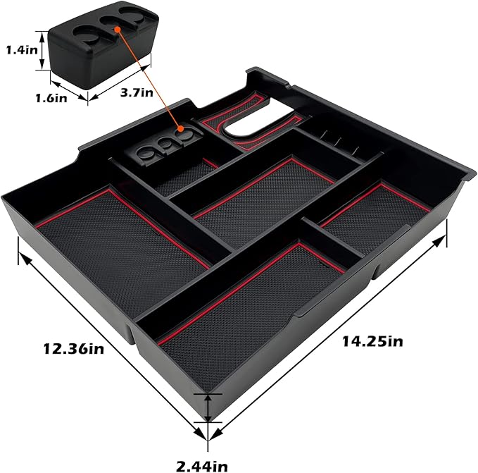 JOJOMARK Compatible with Toyota Tundra Accessories Center Console Tray Organizer for Tundra 2014-2020 2021 Insert ABS Armrest Box Secondary Storage (Red)