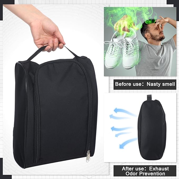 2 Pcs Smell Proof Shoe Bags for Travel Cleat Bags for Sports Double Layer Cleat Bag Foldable Waterproof Travel Organizer with Handle Zipper Golf Soccer Pouch for Multiple Shoes