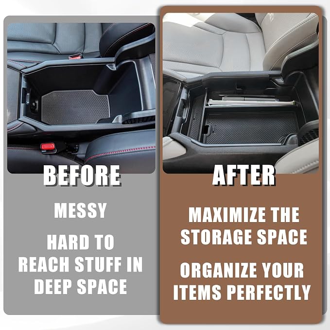 Muslogy for Accord 2026 2025-2023 Center Console Organizer Armrest Storage Box Divider Insert Tray Compatible with Honda Accord Accessories LX EX Sport Hybrid EX-L Sport-L Touring (V1 with Card Slot)