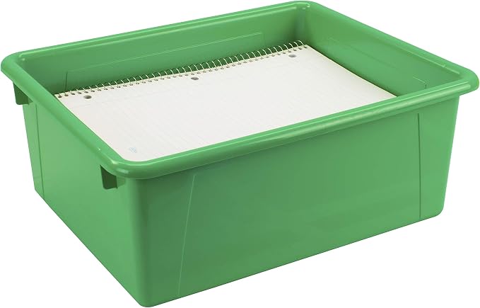 Storex Letter Size Deep Storage Tray – Organizer Bin for Classroom, Office and Home, Green, 5-Pack (62527A05C), 10 x 13 x 5 Inches