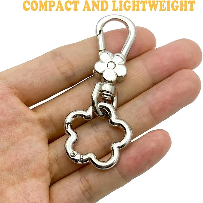 Metal Keychains for Women Men, 2PCS Cute Flower Shape Quick Release Key Chain Bag Charms Car Keychain Holder Clip