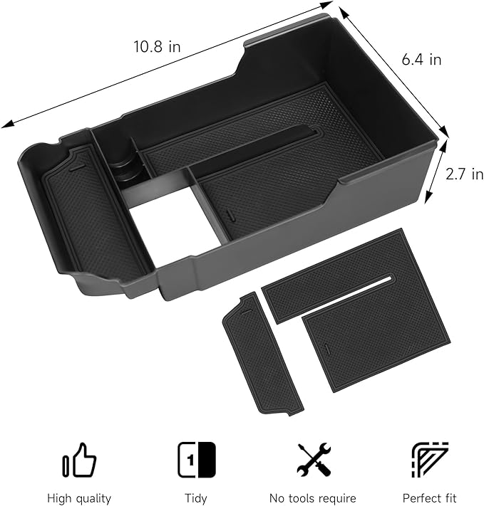 Center Console Organizer Tray Compatible with Mazda 2020-2026 CX-30 CX30 Accessories Armrest Storage Box ABS Console Insert Tray Container (Black Mat)