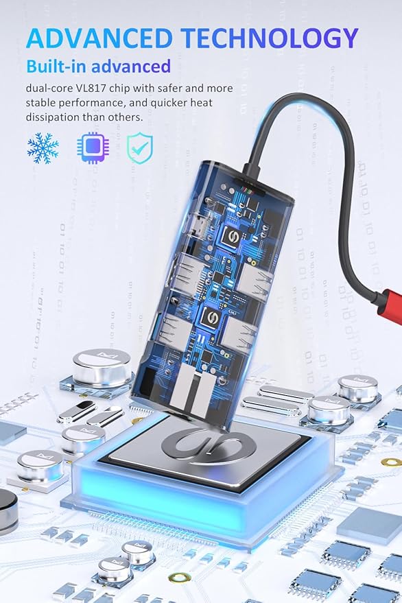 UtechSmart USB C Hub, Ethernet Multiport Adapter 6 in 1 USB C to HDMI Dock Compatible for MacBook Pro/Air, Chromebook, Dell XPS, HP and Type C Devices (Gigabit Ethernet 100W PD 4K HDMI USB 3.0) Red