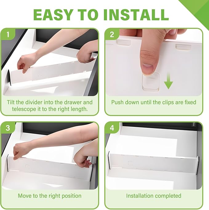 5 Pack Drawer Dividers 3.7" High Slim Organizers Expandable 14.8-25.6" Adjustable Separators for Shallow Drawers Kitchen Utensils Baby Clothes Underwear Storage-White