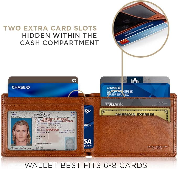 SERMAN BRANDS Mens Slim Bifold Wallet RFID Blocking Minimalist Front Pocket Wallets for Men - Thin & Stylish