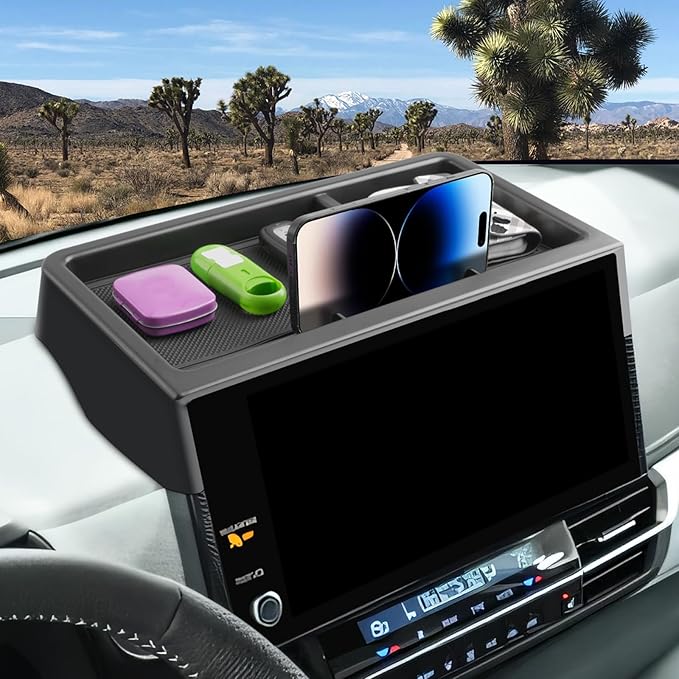 CDEFG Upgraded for 2025 2026 Toyota Sienna Dashboard Storage Tray, 12.3-Inch Behind-Screen Organizer for Toyota Sienna 2025 2026 Accessories Touchscreen Dash Organizer(Not for LE Trim 8-Inch)