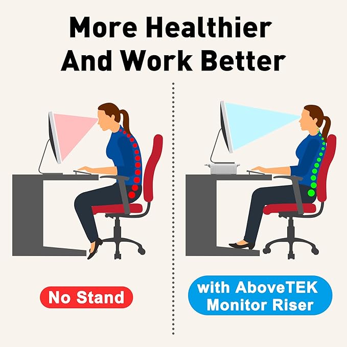 AboveTEK Monitor Stand Riser, Foldable Computer Monitor Riser with Drawer, Height Adjustable Computer Monitor Stands and Risers, Phone Stand for PC, Desktop, Laptop, Printer Save Space (White)