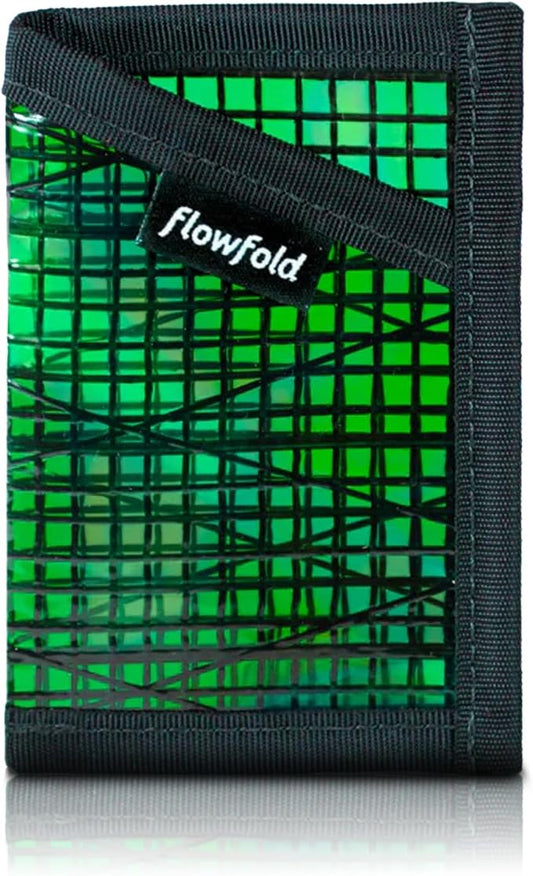 Flowfold Recycled Sailcloth Minimalist Card Holder Wallet | Slim and Durable with Cash pocket and Credit Card Slot | Minimalist Wallet Made in USA Holds 6-8 Cards