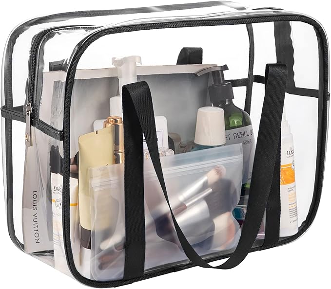 ONEGenug Clear Toiletry Bag Thick Transparent Cosmetic Bag Waterproof Makeup Artist Large Bag Diaper Case Luggage Organizer Storage Easy Clean Large
