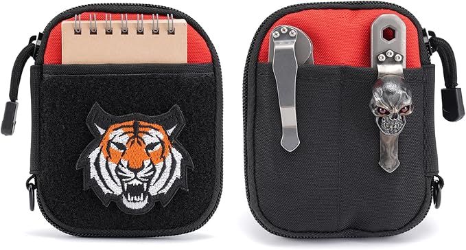Sayram EDC Pouch, Pocket Organizer, Mighty Pouch for Men, EDC Bags with Patches, Small Tool Pouch with D-Ring
