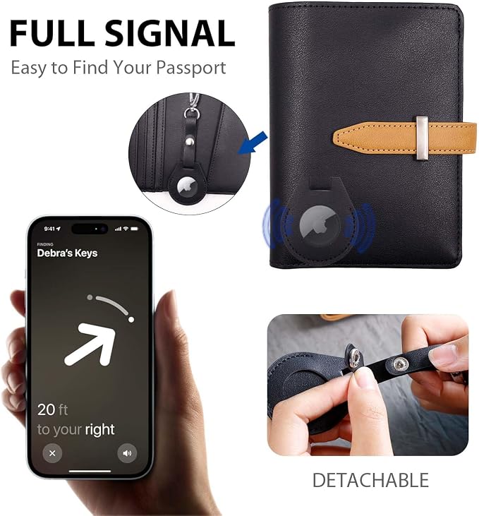 Passport wallets, Mulit-purpose RFID Blocking Passport Holder AirTag Wallet, Travel Wallet（Black）