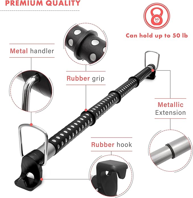 VaygWay Expandable Car Clothes Hanger Bar - Heavy Duty Metal Storage Suit Rod - Hanging Closet Organizer Rack Expandable to 62" - Portable Seat Rack Universal Fit for Van Truck RV SUV