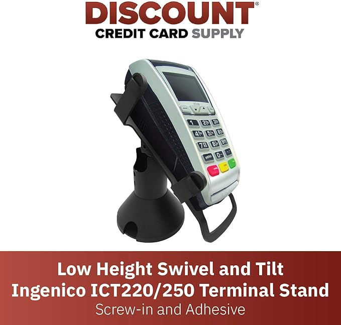 DCCStands Low Height Swivel and Tilt Ingenico ICT220/250 Terminal Stand, Screw-in and Adhesive