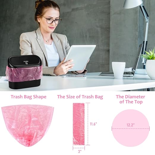 Accmor Mini Car Trash Can Bags for Auto Trash Bin, 120 Count Small Garbage Organizer Bags Tear-Resistant, Liner Refills (Vehicle Trash Can is not Included), Pink