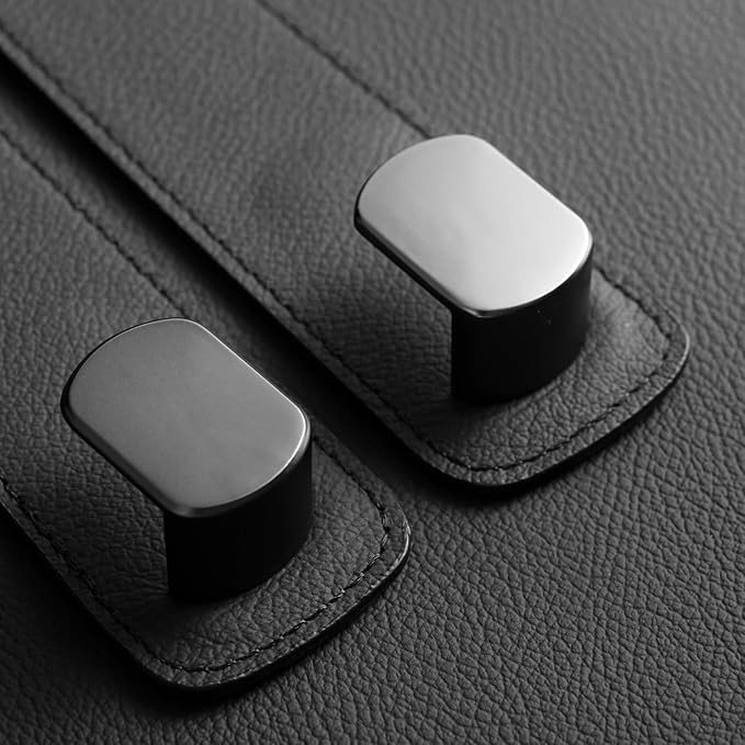 Jayanes Genuine Leather Car Seat Hooks for Headrest - Flexible Car Seat Back Storage Hook for Purses and Bags, Upgraded Car Purse Hook Holder Hanger Organizer for Head Rest (Black-2 Pack)