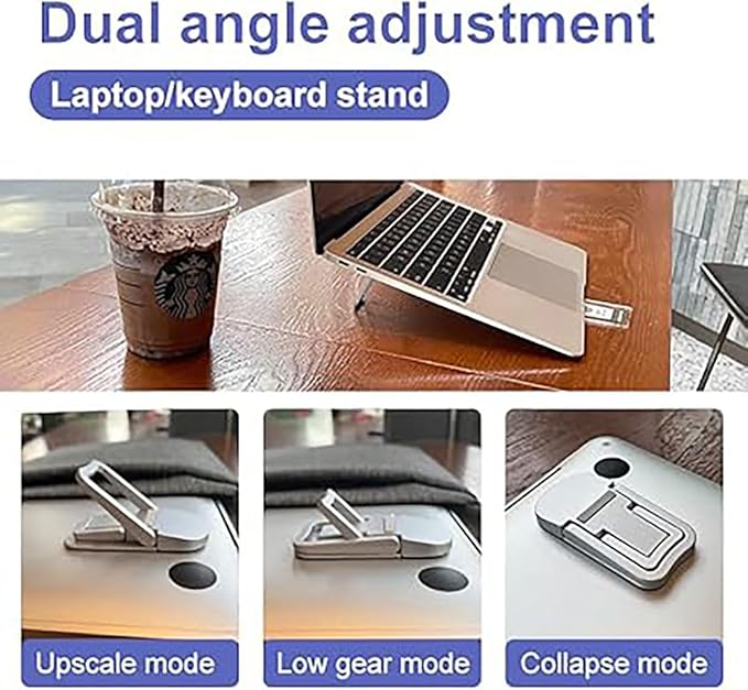 Portable Invisible Laptop Stand for Asus VivoBook EeeBook Zenbook ExpertBook Transformer Book ASUSPRO Laptop，Aluminum Alloy Mini Foldable Self-Adhesive Laptop Stand with 2 Adjustable Angles for Desk