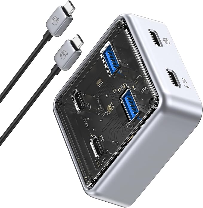 ORICO 10Gbps USB-C Hub, 4-Port Zinc Alloy USB 3.2 Splitter with 2 USB-A & 2 USB-C Ports, High-Speed Data Extender for Laptops, PCs, Desktops, and More (1.64Ft)