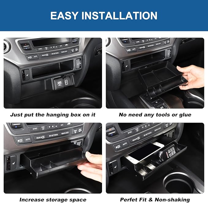Center Console Organizer Tray Center Drawer Storage Box Suitable for Honda Pilot 2015-2022 Ridgeline 2017-2023 Customized Hidden Drawer Storage Box Car AC Under Panel Storage Box