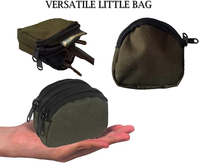 Outdoor EDC Pouch Admin Pouch mini Molle Pouches,Double Zipper EDC Pocket Organizer can be Worn on The Belt