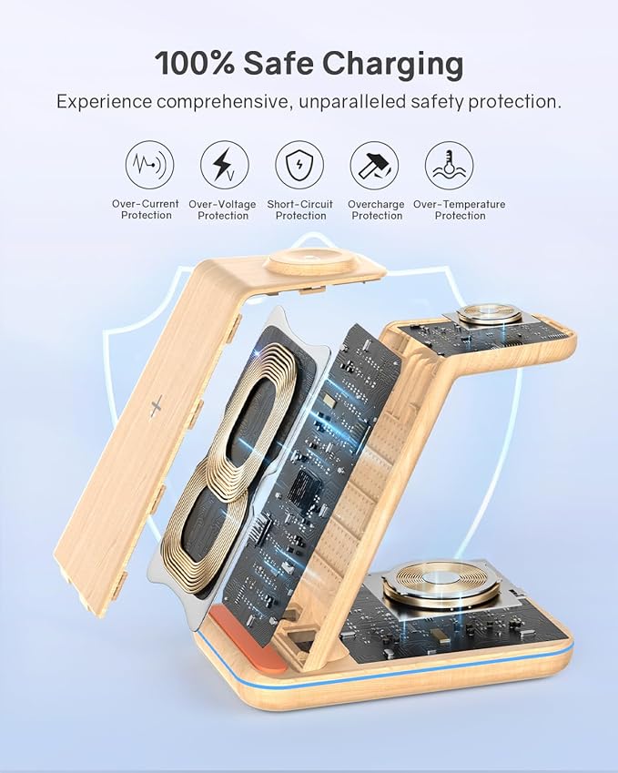 3 in 1 Wireless Charging, Wireless Charger Stand for Multiple Apple Devices, Wireless Charger for iPhone 17 16 15 14 13 12 11 Pro Max XS XR 8, Apple Watch 11 9 8 7 6 SE 5 4 3 2, AirPods 4/3/2/Pro