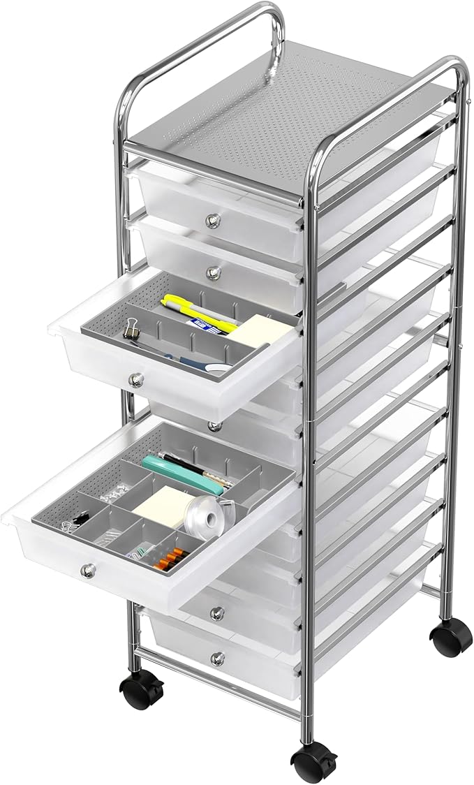 Simple Houseware Drawer Organizer Tray with 9 Adjustable Compartments, Gray