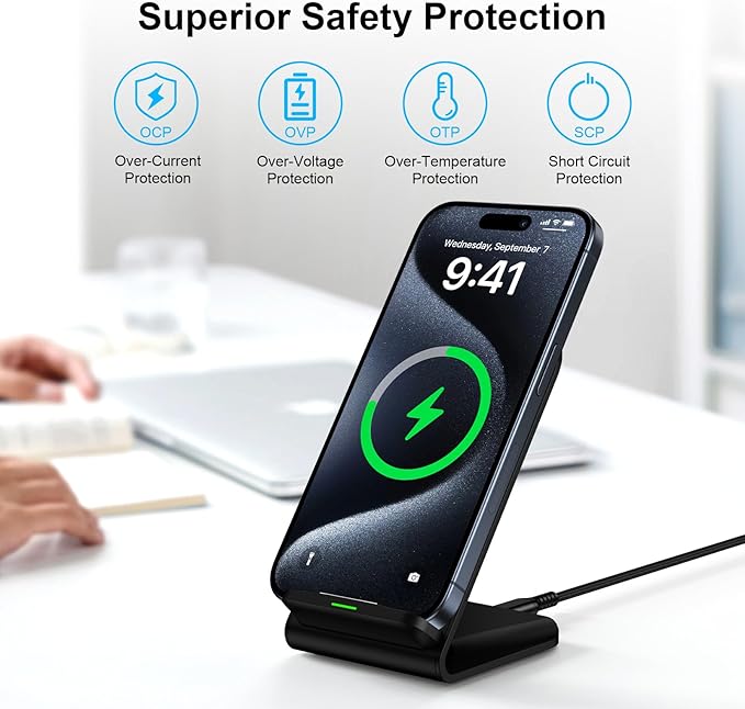 Samsung Wireless Charger Fast Charging Stand Desk Phone Charger Stand Android Charging Station for Samsung Galaxy S24 Ultra S24+ S24 S23 FE S22 S21 S20 S10 S9 S8,iPhone 15 Pro Max Plus 14 with Adapter